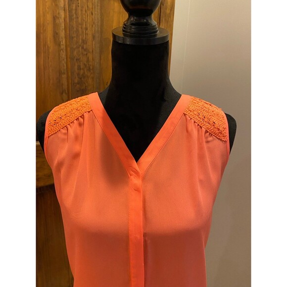 Sleeveless Zac & Rachel Blouse Plus Size XL Top Button Down Womans Dark Peach - Picture 2 of 9